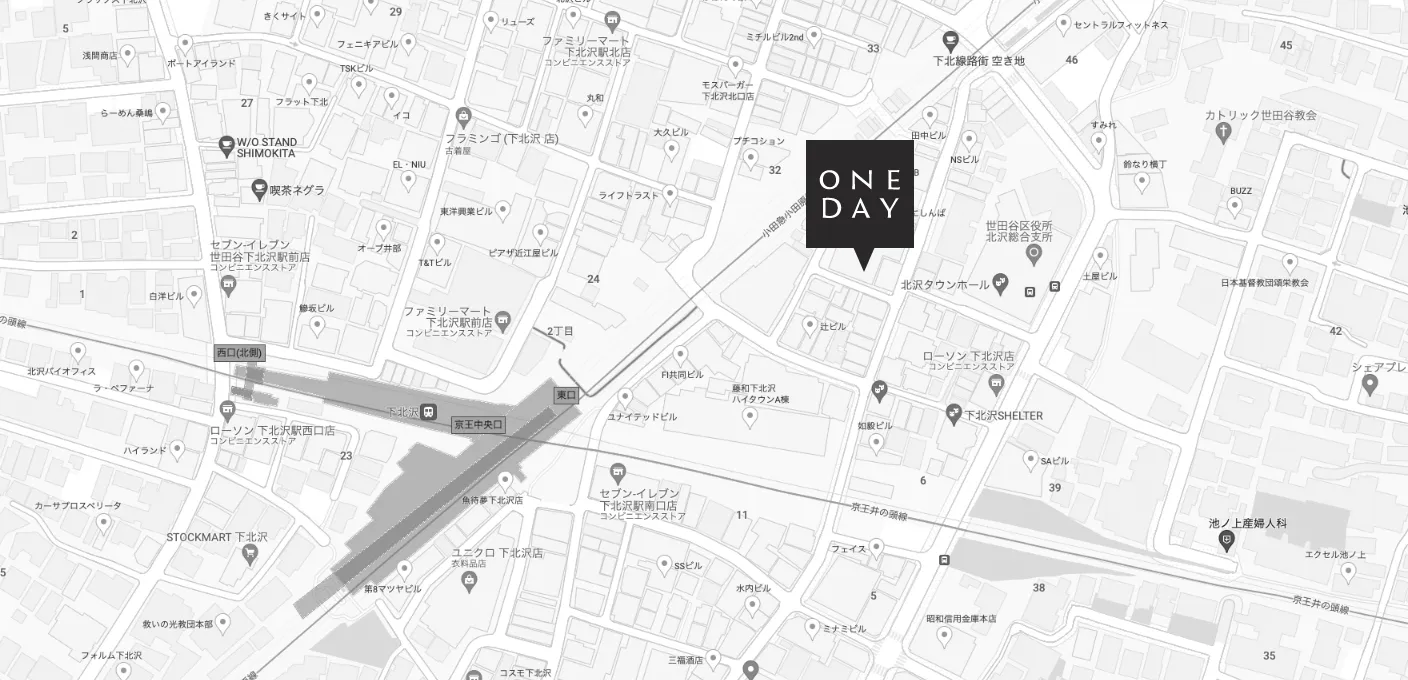 in the ONE（スタジオインザワン）／in the DAY（スタジオインザデイ）へのアクセスマップ